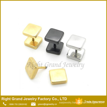 Latest Design 316L Stainless Steel Silver Black Gold Plated Fake Plugs Earrings